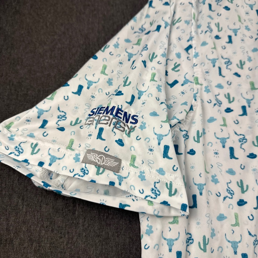 Straight Down Performance Mens XXL Golf Polo White Western Print Fort Stockton - Picture 4 of 13